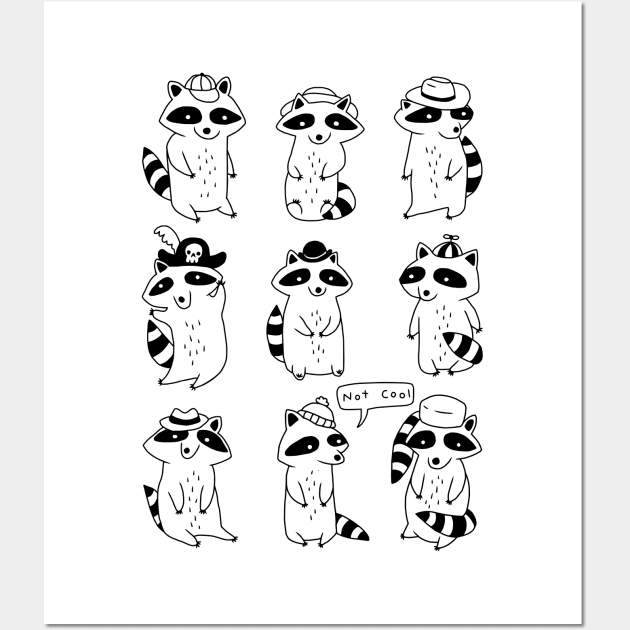 Raccoon Hat Party Wall Art by obinsun